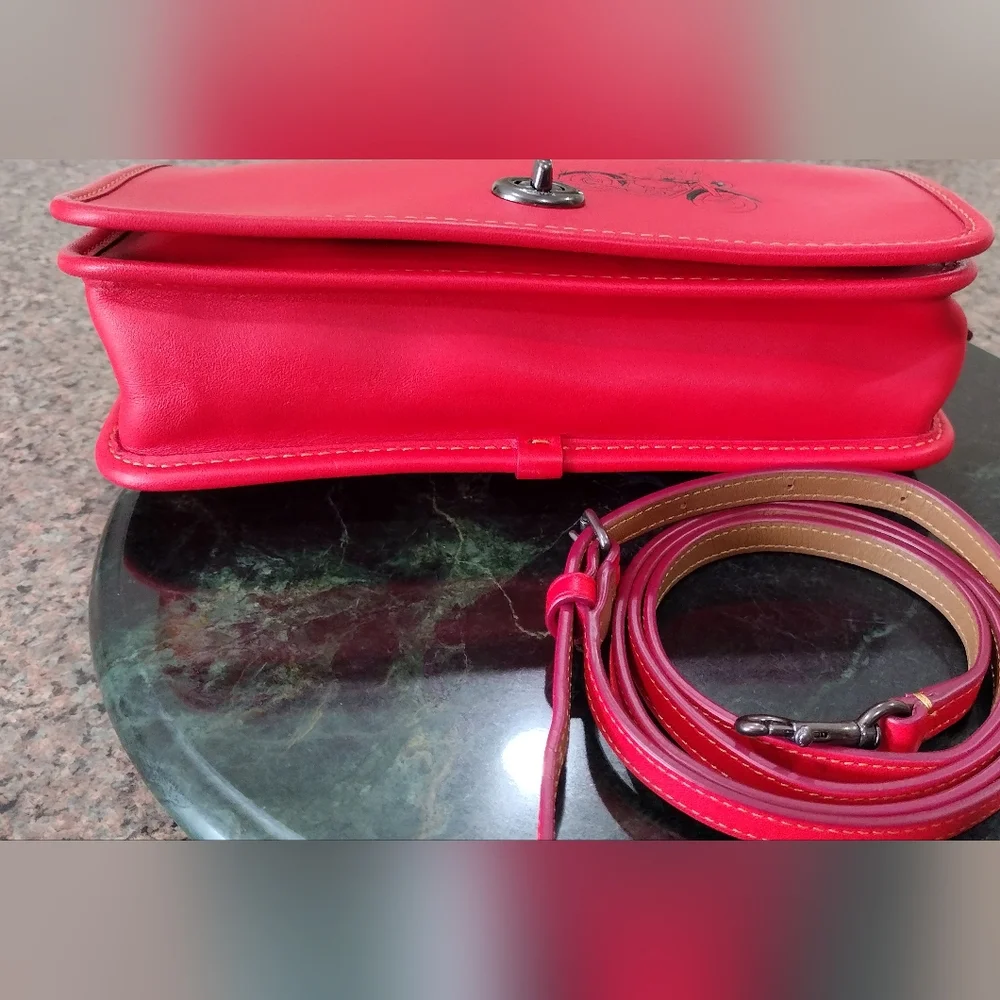 Coach x Disney Red Penny Crossbody with Mickey Mouse black sketched LIKE…